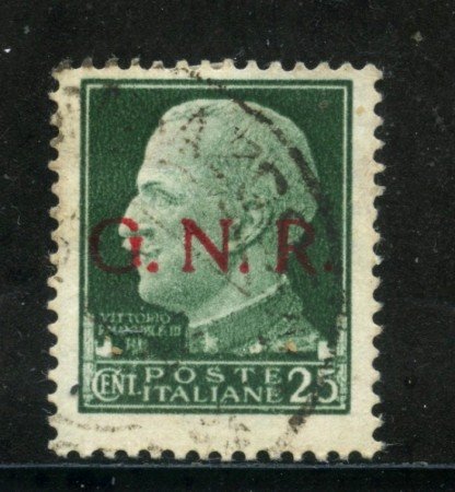 1943 - REPUBBLICA SOCIALE - 25c. SOPRASTAMPATO GNR - USATO - LOTTO/29860A