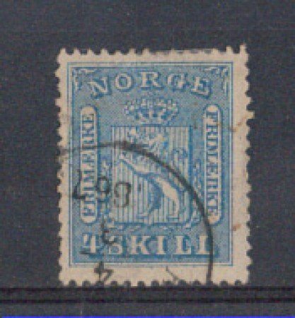 1863 - LOTTO/NORV8U - NORVEGIA - 4 Sk. AZZURRO - USATO