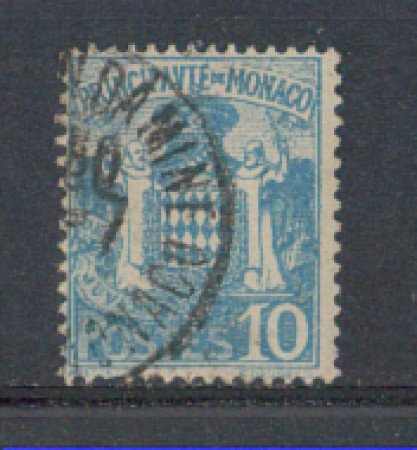 1924 - LOTTO/8505U - MONACO - 10c. AZZURRO STEMMA - USATO