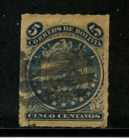 1878 - BOLIVIA - 5c. BLU STEMMA - USATO - LOTTO/29133