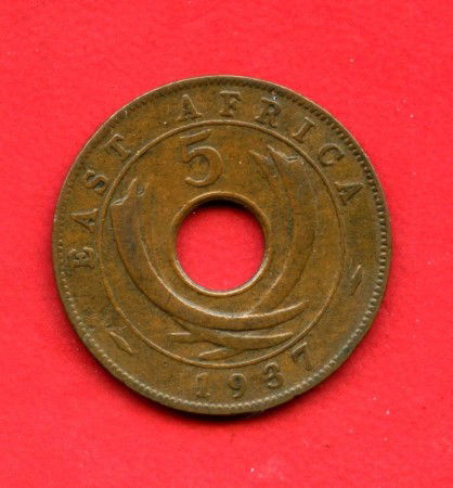 1937 -  EAST AFRICA INGLESE - LOTTO/M47521 - 5 CENTESIMI BRONZO