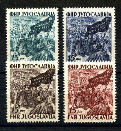 1952 - JUGOSLAVIA - 6° CONGRESSO PARTITO COMUNISTA 4v. - NUOVI - LOTTO/33780
