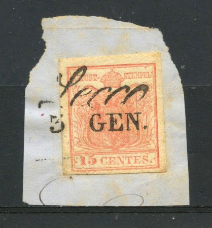 1850 - LOMBARDO VENETO - LOTTO/31641- 15 cent. SU FRAMMENTO - ANNULLO LECCO - 