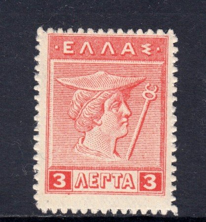 1912/22 - GRECIA - 3 l. VERMIGLIO MERCURIO NUOVO - LOTTO32324