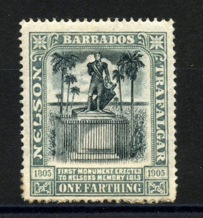 1905 - BARBADOS - LOTTO/39510 - 1F. GRIGIO  ANNIVERSARIO DI NELSON - LINGUELLATO