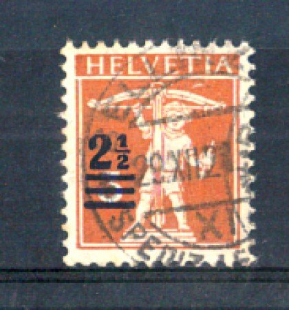 1921 - LOTTO/SVI179U - SVIZZERA - 2,5 su 3c. GIALLO BRUNO - USATO