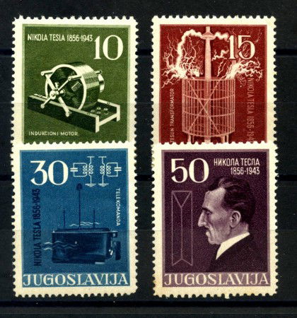 1956 - JUGOSLAVIA - NICOLA TESLA  4 v. - NUOVI- LOTTO/33803