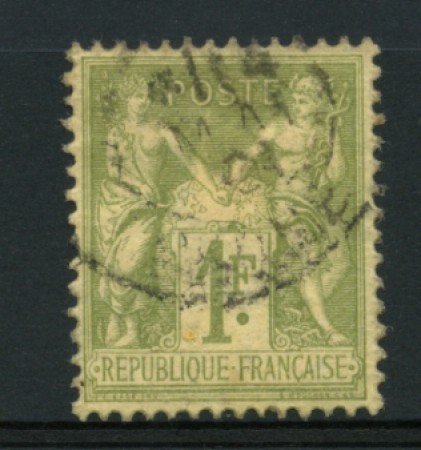 1876/81 - LOTTO/11801 - FRANCIA - 1 Fr. VERDE OLIVA - USATO