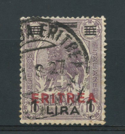 1924 - LOTTO/14975 - ERITREA - 1 LIRA SU 10 A. LILLA - USATO
