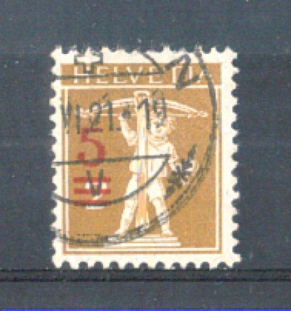 1921 - LOTTO/10158U - SVIZZERA - 5c. su 2c. BRUNO OLIVA - USATO