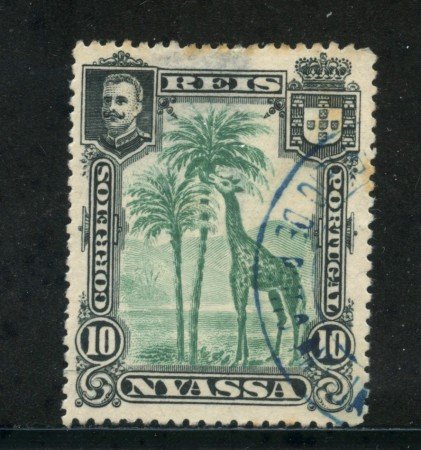 1901 - NYASSA ( MOZAMBICO) - 10r. VERDE GIRAFFA - USATO - LOTTO/29116