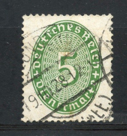 1927/28 - GERMANIA REICH SERVIZI - 5p. VERDE CIFRA IN OVALE - USATO - LOTTO/29277
