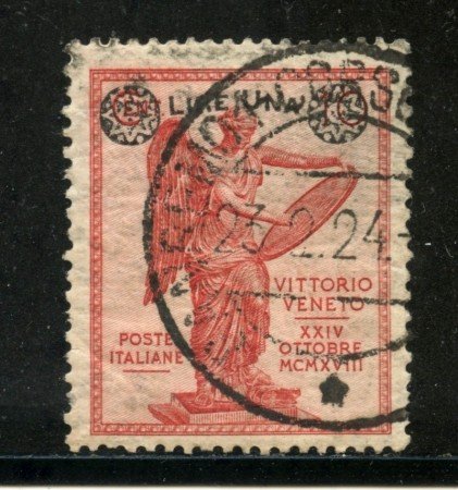 1924 - REGNO - 1 LIRA SU 10c. FRANCOBOLLO DELLA VITTORIA - USATO - LOTTO/29848
