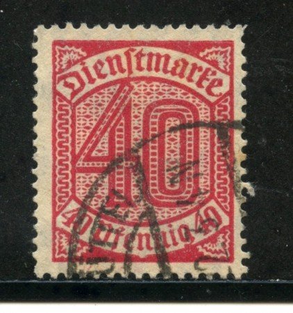 1920/21 - GERMANIA REICH SERVIZI - 40p. ROSSO - USATO - LOTTO/29243U