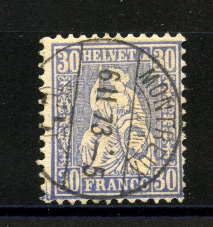 1867/68 - SVIZZERA - 30 CENTESIMI OLTREMARE - USATO - LOTTO/34003