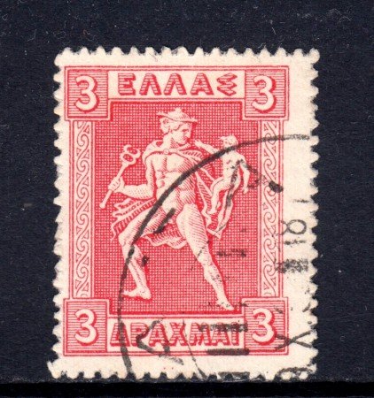 1911/21 - GRECIA - 3d. ROSSO HERMES - USATO - LOTTO/32320