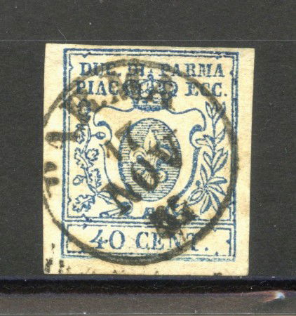 1857 - DUCATO DI PARMA - LOTTO/40244 - 40 cent. AZZURRO - USATO