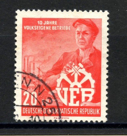 1956 - GERMANIA DDR - NAZIONALIZZAZIONE IMPRESE - USATO - LOTTO/36109U