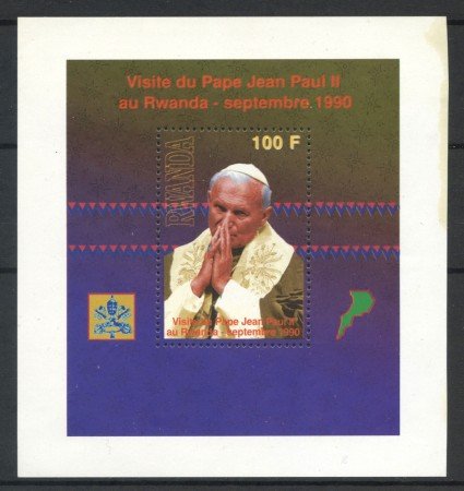 1990 - RWANDA - VISITA DI PAPA G. PAOLO II° - FOGLIETTO - NUOVO - LOTTO/35949