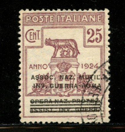 1924 - LOTTO/12526 - REGNO - 25c. ASS.NAZ. MILITARI E INVALIDI DI GUERRA - USATO
