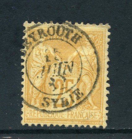 1879 - FRANCIA - 25c. GIALLO BISTRO - USATO IN SIRIA - LOTTO/27073B