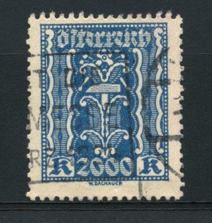 1923/24 - LOTTO/14250 - AUSTRIA - 2000 Kr. AZZURRO - USATO
