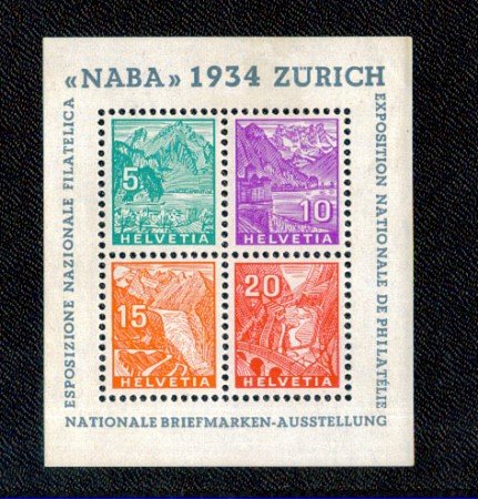 1934 - LOTTO/10588L - SVIZZERA - NABA ESPOS. FILATELICA - FOGLIETTO LING.