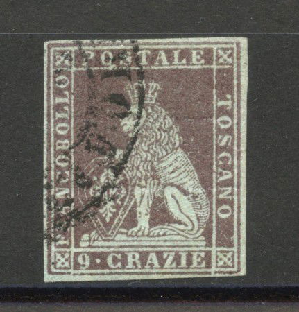 1851/52 - TOSCANA - LOTTO/40285 - 9 CRAZIE BRUNO VIOLACEO - USATO