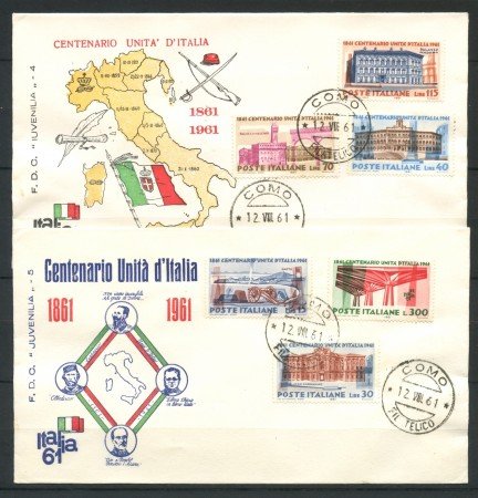 1961 - REPUBBLICA - UNITA' D'ITALIA - 2 BUSTE FDC - LOTTO/28542