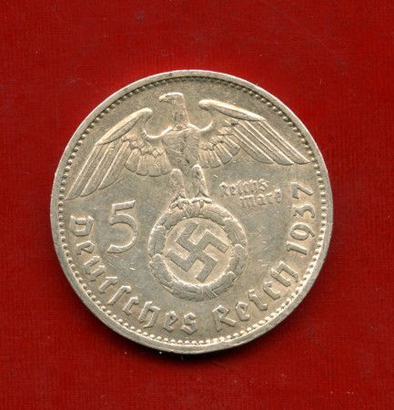 1937 - GERMANIA - 5 MARCHI HINDENBURG ARGENTO - ZECCA G - LOTTO/M30479
