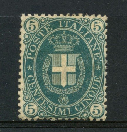 1889 - REGNO - 5 cent. VERDE  STEMMA - TRACCIA DI LINGUELLA - LOTTO/15284