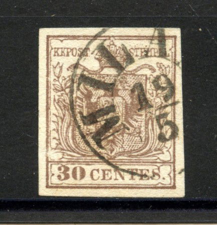1855 - LOMBARDO VENETO - LOTTO/40992 - 30 CENT. BRUNO  III° TIPO - USATO