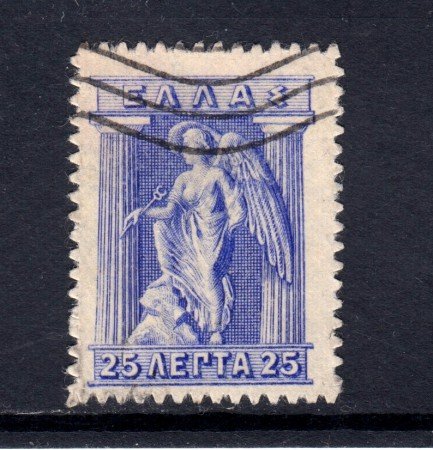 1911/21 - GRECIA - 25 l. AZZURRO OLTREMARE IRIS - USATO - LOTTO/32314