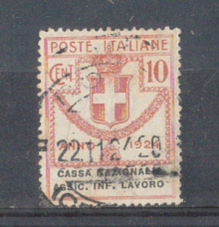 1924 - LOTTO/REGSS18U - REGNO - 10c. CASSA INF. LAVORO - USATO