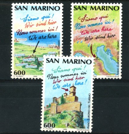 1990 - SAN MARINO - ANNO EUROPEO DEL TURISMO - 3 v. - NUOVI - LOTTO/15293