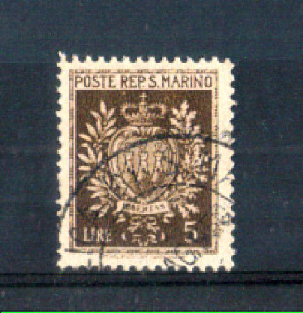 1945 - LOTTO/RSM289U - SAN MARINO - 5 LIRE STEMMI USATO