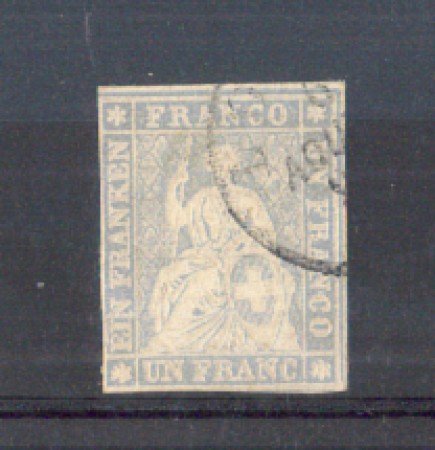 1854 - LOTTO/10605U - SVIZZERA - 1 FRANCO GRIGIO LILLA - USATO