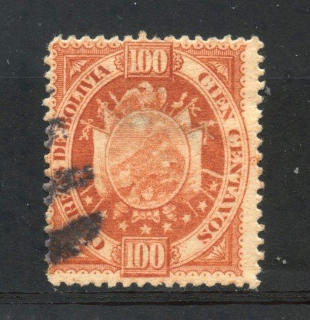 1894 - BOLIVIA - 100c. ROSSO STEMMA - USATO - LOTTO/29148