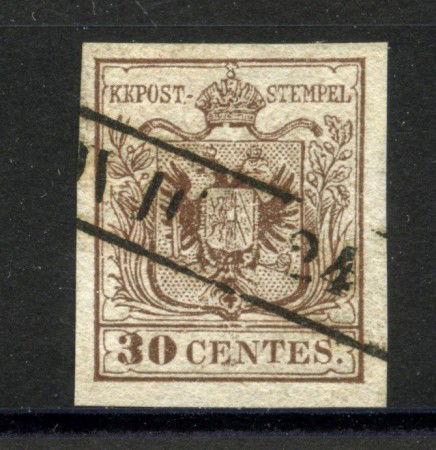 1850 - LOMBARDO VENETO - LOTTO/40978 - 30 CENT. BRUNO CHIARO I° TIPO - USATO
