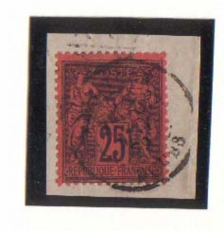 1877 - LBF/2281 -  FRANCIA - 25c. NERO SU ROSSO - USATO