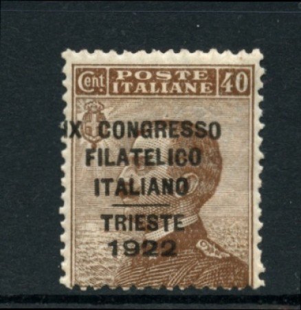 1922 - LOTTO/11541 - REGNO - 40c. CONGRESSO FILATELICO TRIESTE - LING.