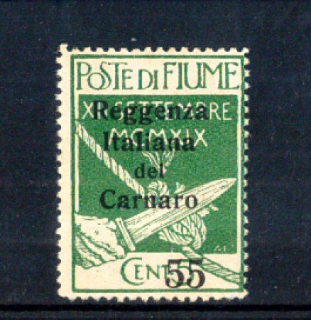 1920 - LOTTO/10687 - FIUME - 55 SU 5 CENT. VERDE REGGENZA DEL CARNARO - LING.