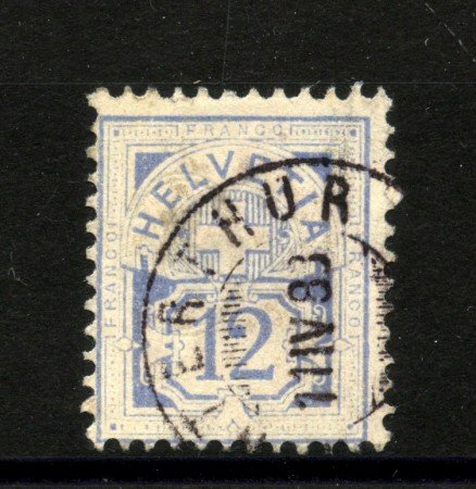 1882 - SVIZZERA - LOTTO/40629 - 12 CENT. OLTREMARE CARTA BIANCA - USATO