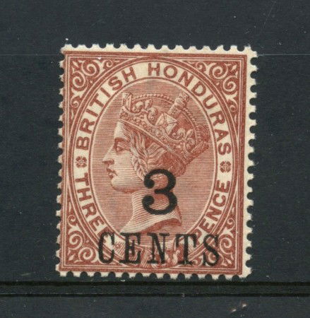 1888 - HONDURAS BRITANNICO - 3c. su 3p. REGINA VITTORIA - LING. - LOTTO/30030