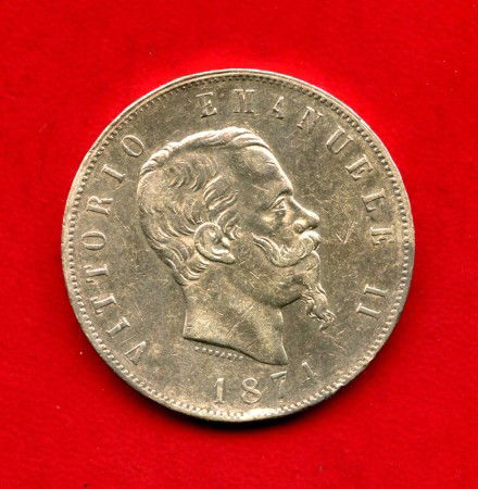 1874 - REGNO . LOTTO/M42478 - 5 LIRE VITTORIO EMANUELE II° 