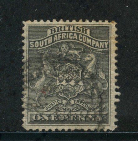 1890/91 - SUD AFRICA INGLESE - 1p. NERO STEMMA - USATO - LOTTO/29095