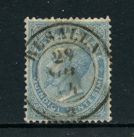 1863 - LOTTO/24688 - ITALIA REGNO - 15 cent. CELESTE - ANNULLO BUSALLA