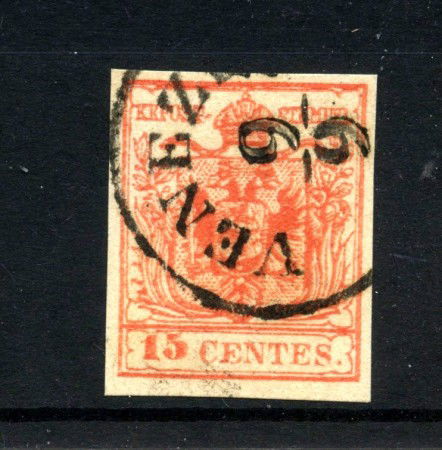 1850 - LOMBARDO VENETO - LOTTO/43209 - 15 CENT. ROSSO II° TIPO - ANNULLO DI VENEZIA