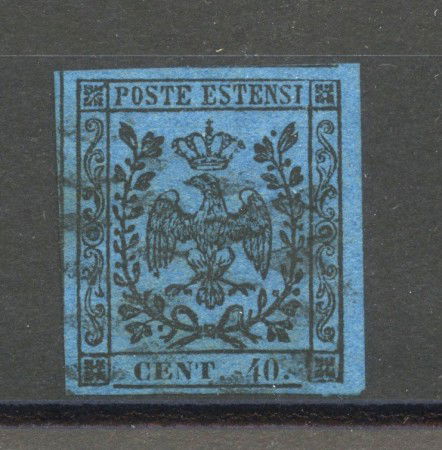 1855 - DUCATO DI MODENA - LOTTO/40218 - 40 cent. AZZURRO SCURO - USATO