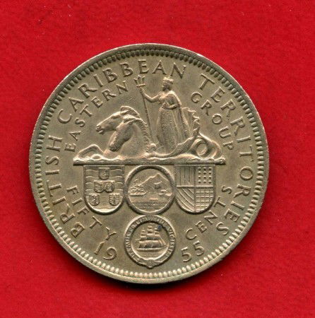 1955 - CARAIBI INGLESI - LOTTO/M47519 - 50 CENTESIMI REGINA ELISABETTA